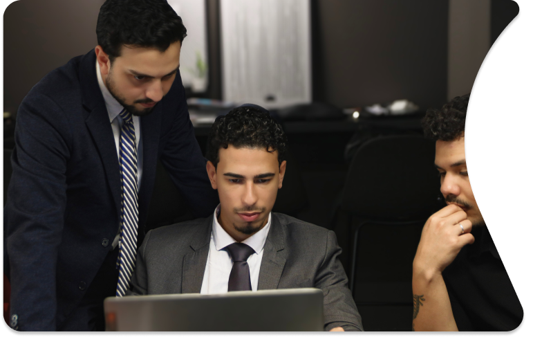 Customer support representative helping customers